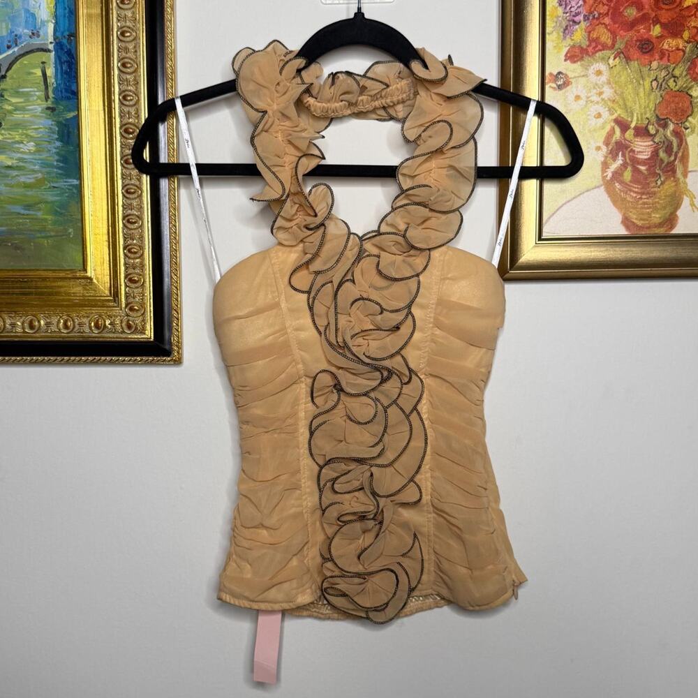 Tan Ruffled Top M - Picture 3 of 5